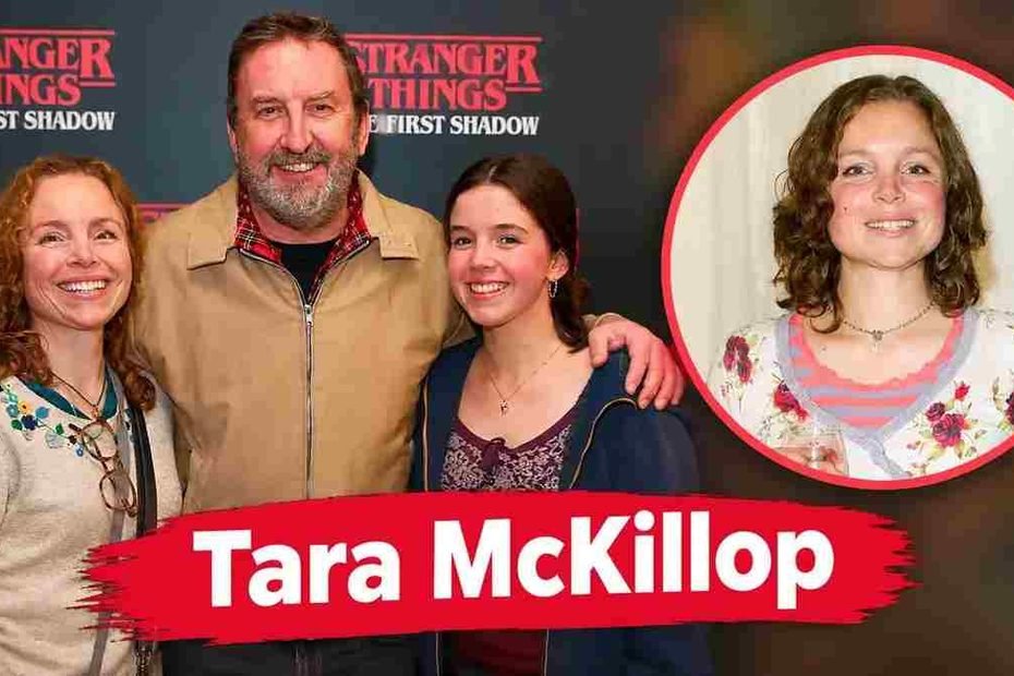 Tara McKillop with a Stranger Things themed portrait and family photo