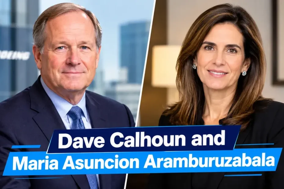 Dave Calhoun and Maria Asuncion Aramburuzabala featured image with side-by-side portraits.