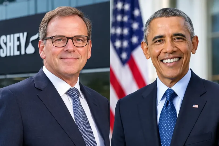 Dirk van de Put and Barack Obama side-by-side in a professional portrait