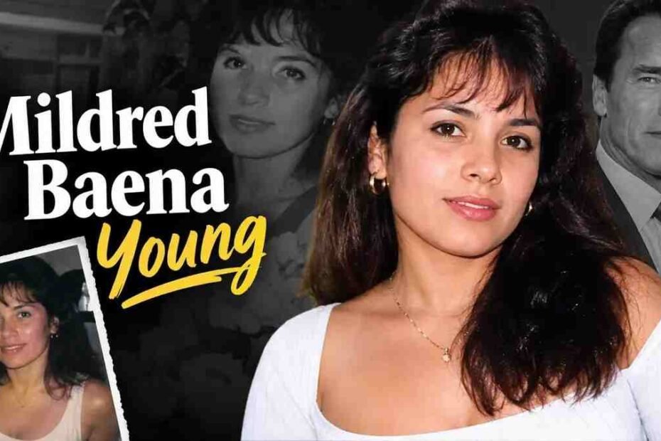 Young Mildred Baena portrait with a vintage photo collage